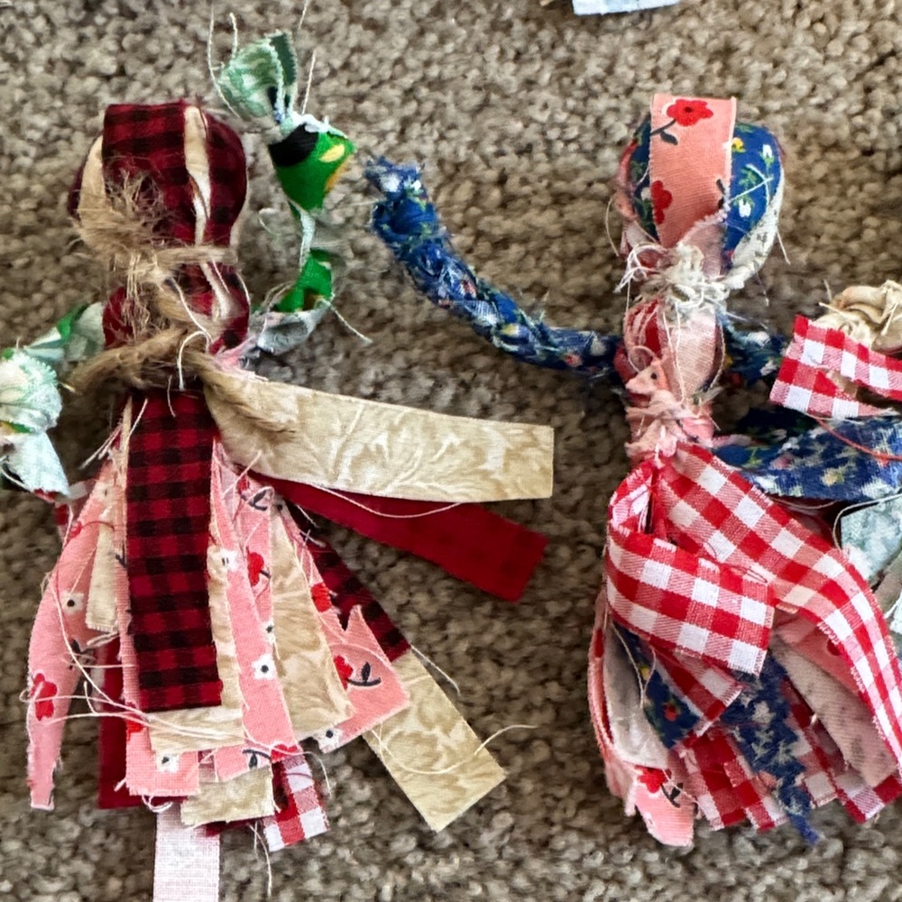 Handcrafted Patchwork Rag Dolls Set - Picture 2 of 9